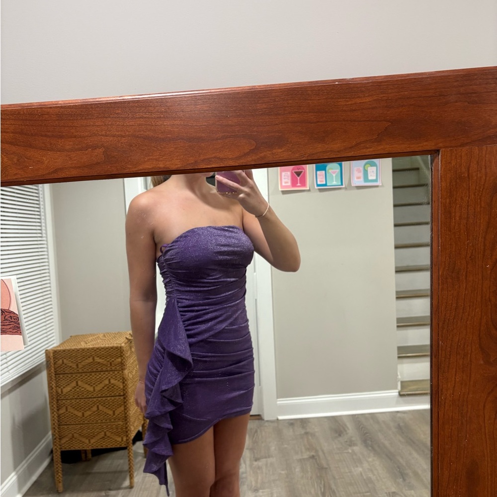 American Threads Strapless Purple Dress